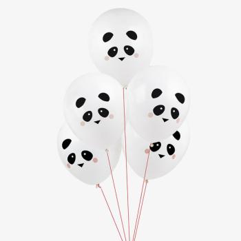 5 Mini Panda Printed Latex Balloons My Little Day