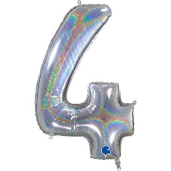 40" Foil Balloon nº 4 - Holographic Silver
