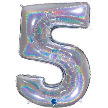 40" Foil Balloon nº 5 - Holographic Silver