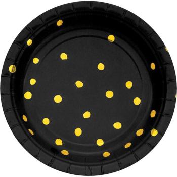 18cm Black & Gold Foil Plates Creative Converting