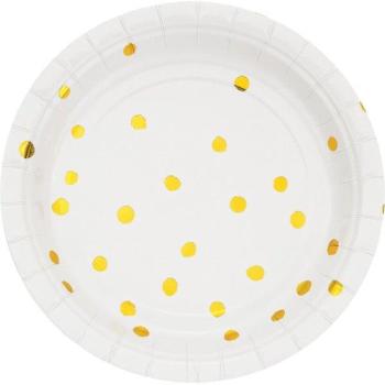 18cm White & Gold Foil Plates Creative Converting