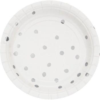 Plates 18cm Silver Foil Polka Dots Creative Converting