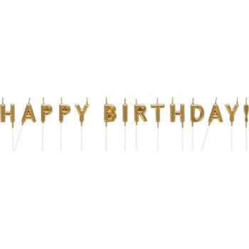 Velas "Happy Birthday" - oro Creative Converting