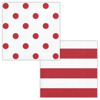 Small Polka Dots / Stripes Napkins - Red Creative Converting