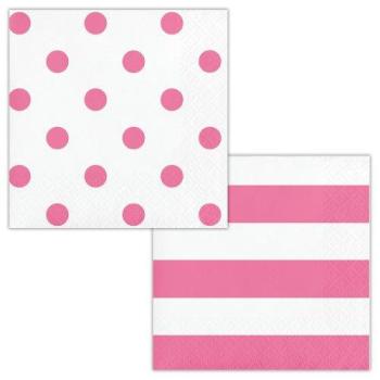 Small Polka Dots / Stripes Napkins - Pink Creative Converting