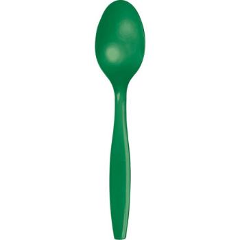Set of 24 dessert spoons - Emerald Green Creative Converting