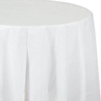 Round Plastic Tablecloth - White