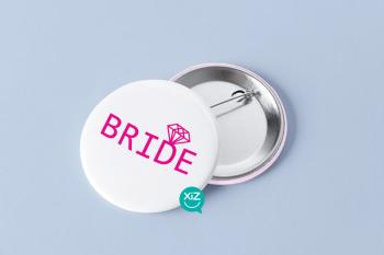Bride Pin Badge - White