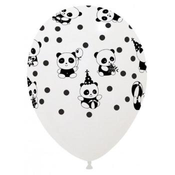 6 11" Panda Print Balloons at Party