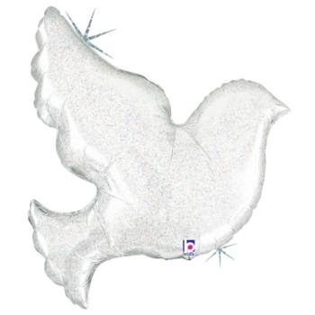 Foil Balloon 34" Holographic Pigeon - White