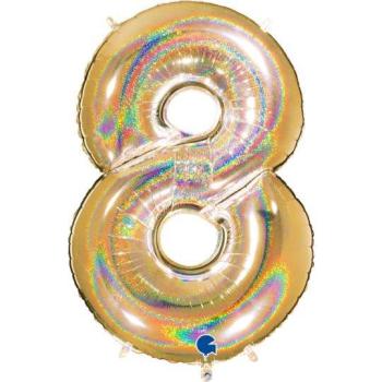 40" Foil Balloon nº 8 - Holographic Gold Grabo