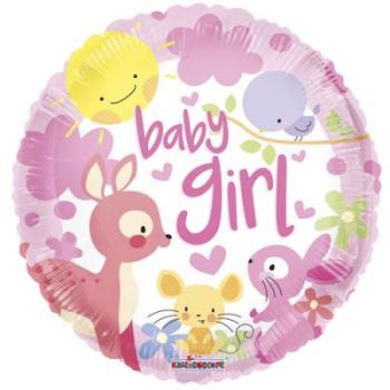 18" Baby Girl Animals Foil Balloon