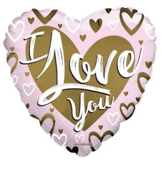 36" I Love You Gold & Pink Foil Balloon
