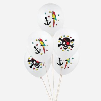 5 Pirate Printed Latex Balloons