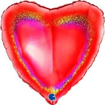 Balão Foil 18" Coração Holográfico - Vermelho Grabo