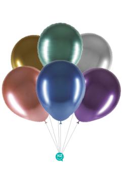 6 Balões 32cm Cromados - Multicor XiZ Party Supplies