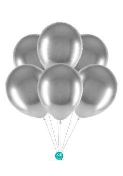 6 32cm Chrome Balloons - Silver