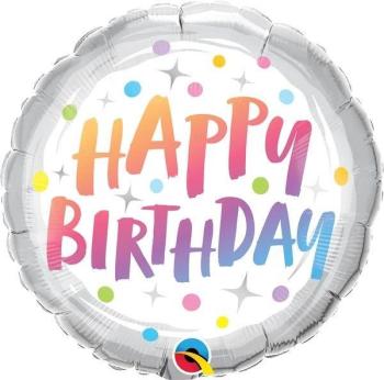 Balão Foil 18" Happy Birthday Rainbow Dots Qualatex