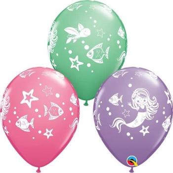 6 11" Mermaid Balloons Qualatex