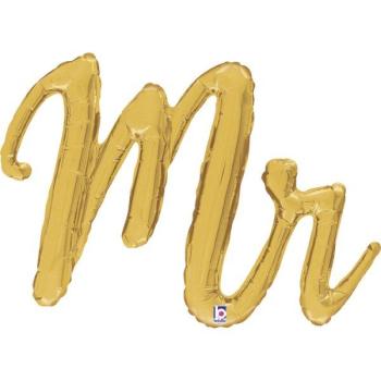 39" Mr Script Foil Balloon - Gold Grabo