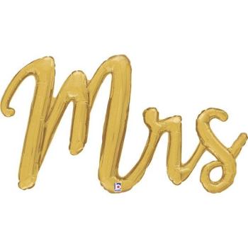 39" Mrs Script Foil Balloon - Gold Grabo