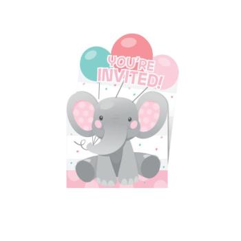 Convites Elefante Rosa Creative Converting
