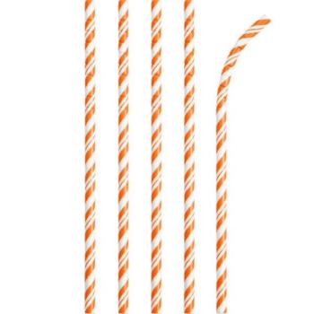 24 Striped Straws - Orange