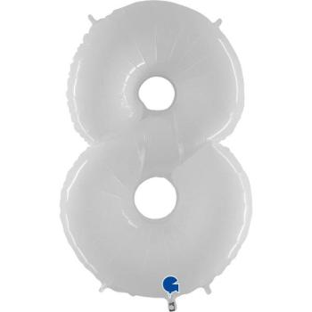 Balão Foil 40" nº 8 - Branco Grabo