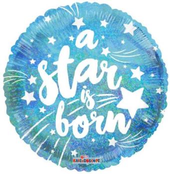 9" Holographic A Star is Born Foil Balloon - Blue Kaleidoscope