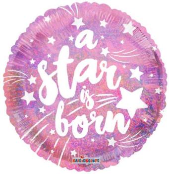 9" Holographic A Star is Born Foil Balloon - Pink Kaleidoscope