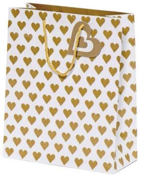 Medium Golden Hearts Paper Bag