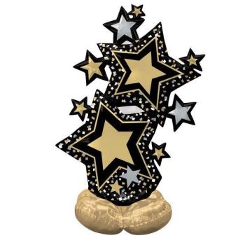AirLoonz Black&Gold Star Cluster Foil Balloon