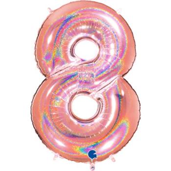 40" Foil Balloon nº 8 - Rose Gold Holographic Grabo