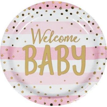 Pratos Pink Gold Celebration Welcome Baby Creative Converting