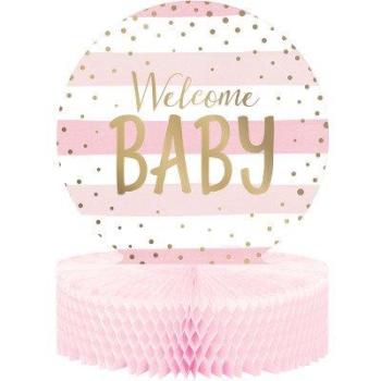 Pink Gold Celebration Welcome Baby Centerpiece