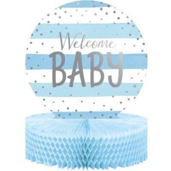 Blue Silver Celebration Welcome Baby Centerpiece