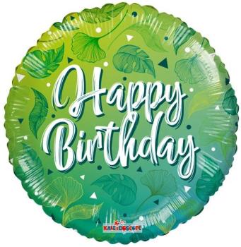Foil Balloon 18" Happy Birthday Green Motifs Kaleidoscope