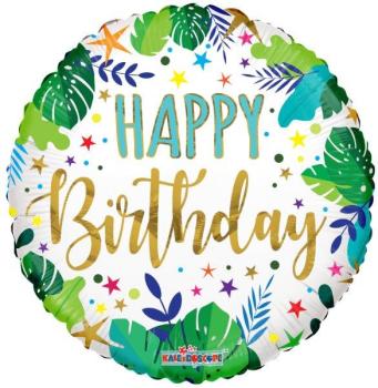 18" Happy Birthday Tropical Foil Balloon Kaleidoscope
