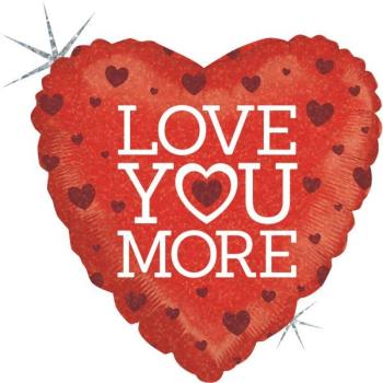 18" Love You More Holographic Foil Balloon Grabo