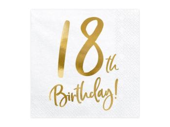 18 Years White and Gold Napkins PartyDeco