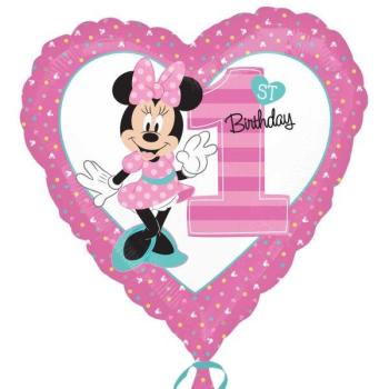 Balão Foil 18" Coração Minnie 1º Aniversário Amscan
