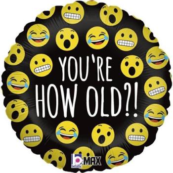 Foil Balloon 18" Emoji How Old You´re?! Grabo