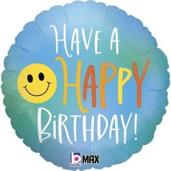 18" Happy Birthday Smiley Foil Balloon Grabo