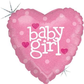 18" Baby Girl Heart Foil Balloon Grabo