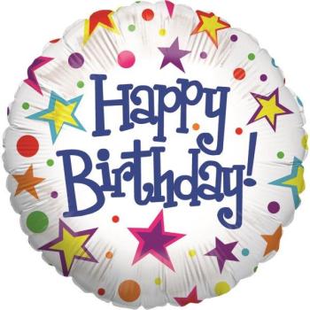 18" Happy Birthday White Foil Balloon Grabo