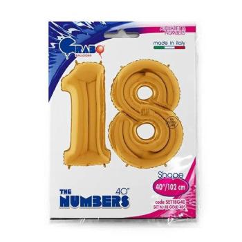 40" Foil Balloons 18 Years - Gold Grabo