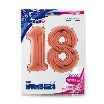 Foil Balloons 40" 18 Years - Rose Gold
