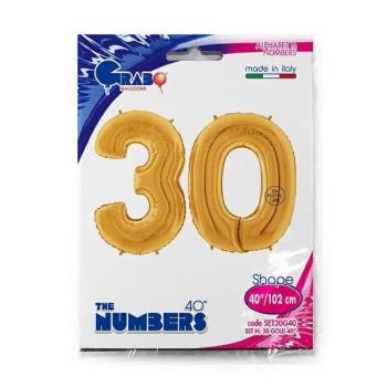 Foil Balloons 40" 30 Years - Gold Grabo