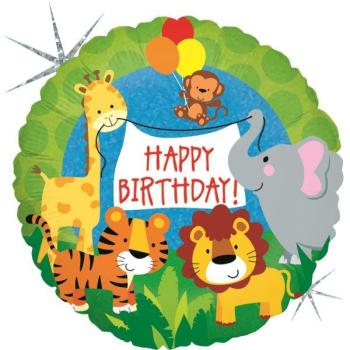 18" Happy Birthday Selva Holographic Foil Balloon Grabo