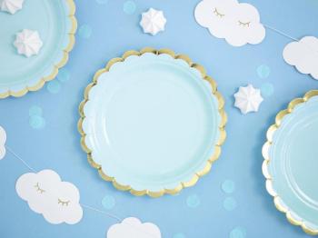 Blue Gold Cardboard Plates PartyDeco